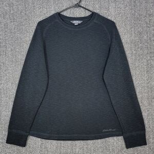 Eddie Bauer Shirt Mens M Black Long Sleeve Ribbed Thermal Crewneck Outdoors